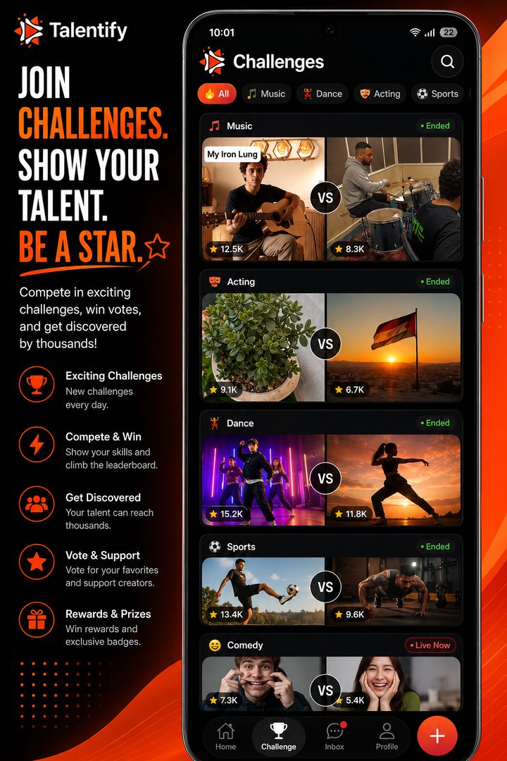 Head-to-head challenges in the Talentify app