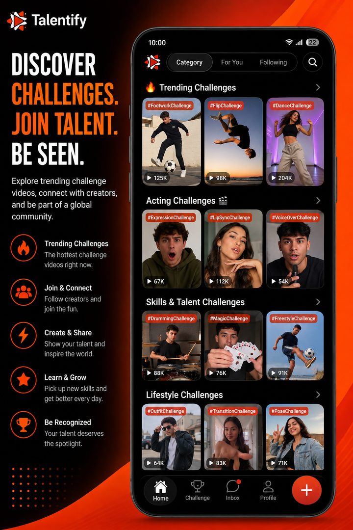 Discover trending challenges in the Talentify app