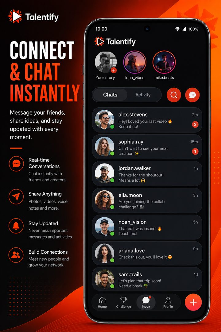 Chat and messages in the Talentify app