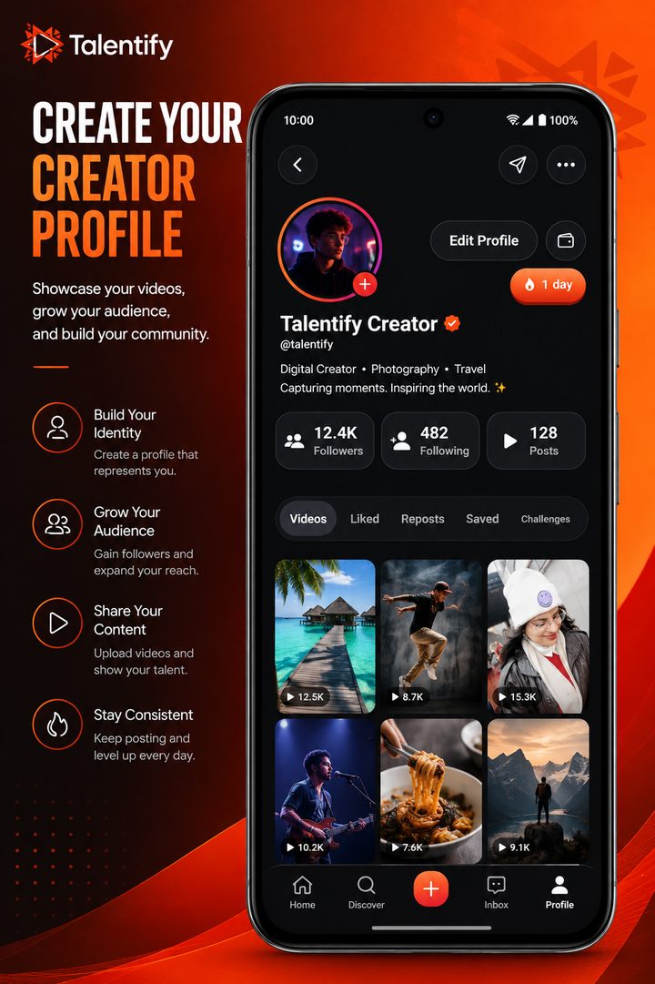 Creator profile in the Talentify app